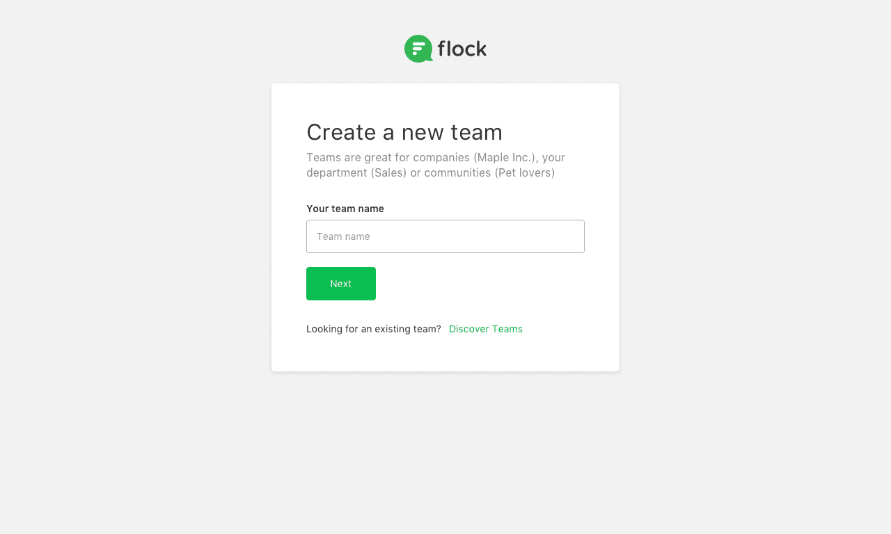 Flock Team Creation Flow