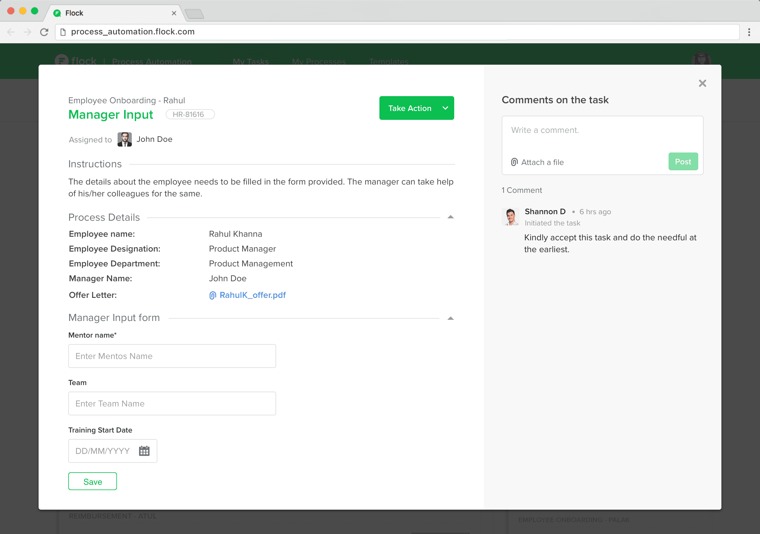 Flock Process Automation App