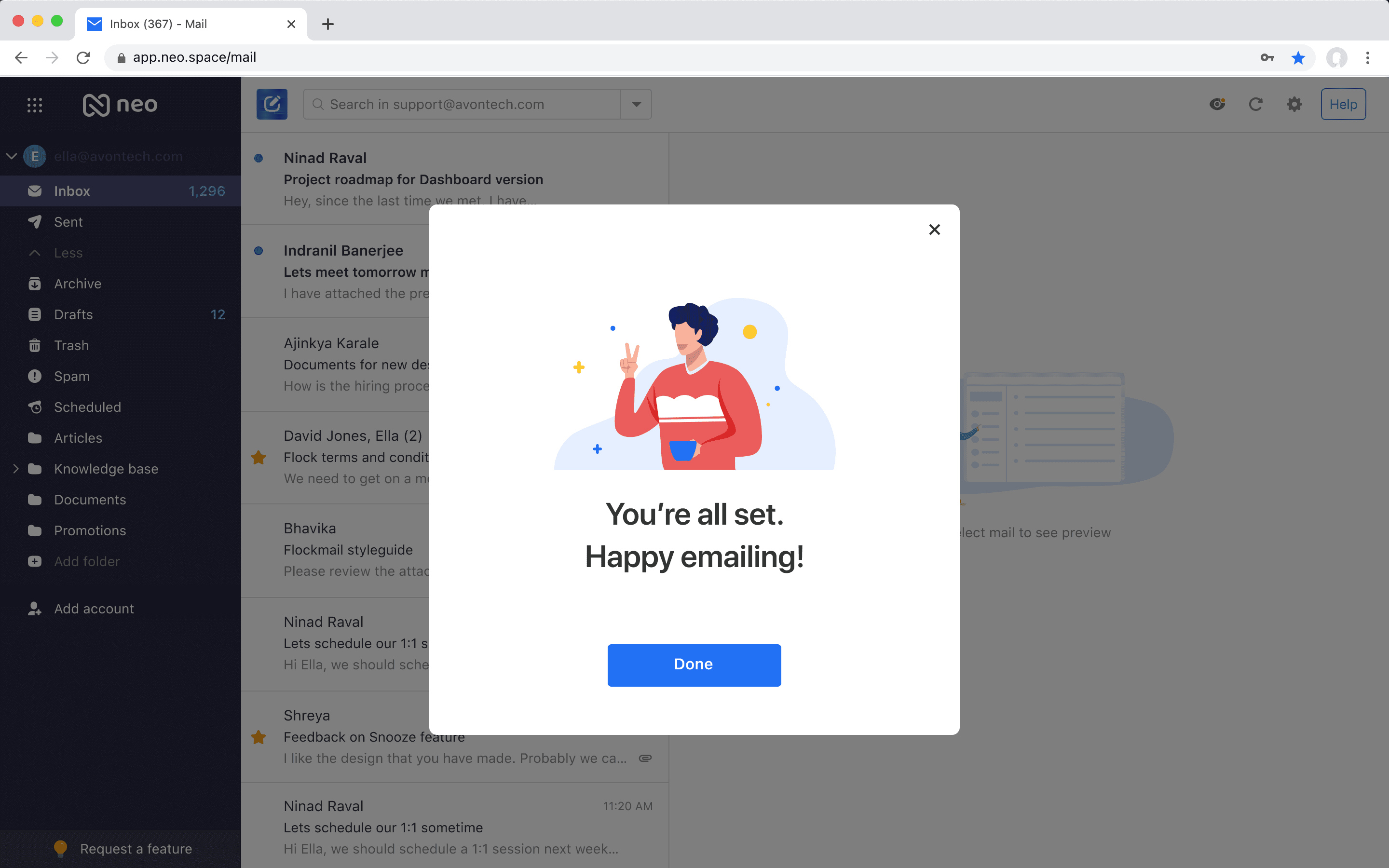Neo Experiment 2: Generic email @mail.space / @pro.space
