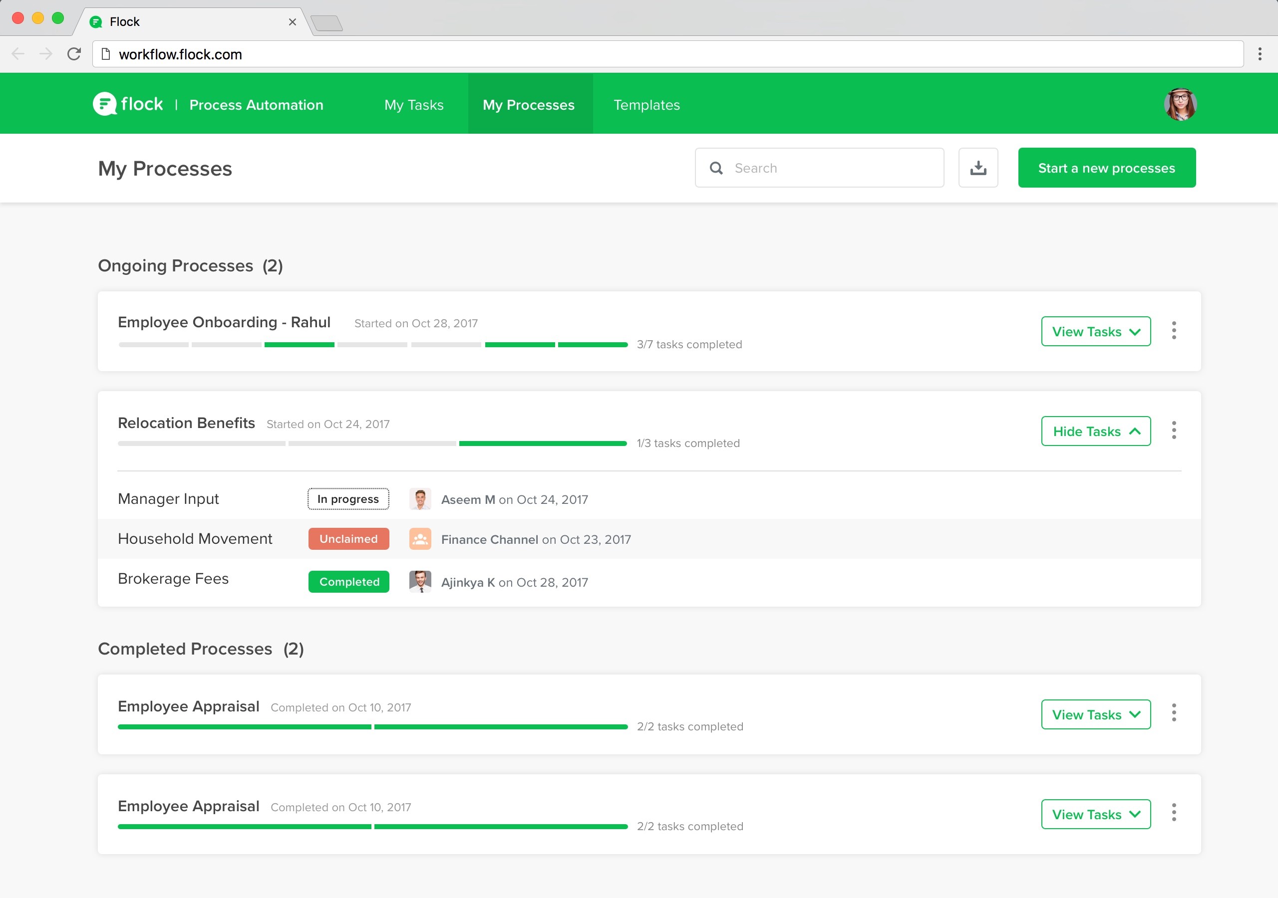 Flock Process Automation App