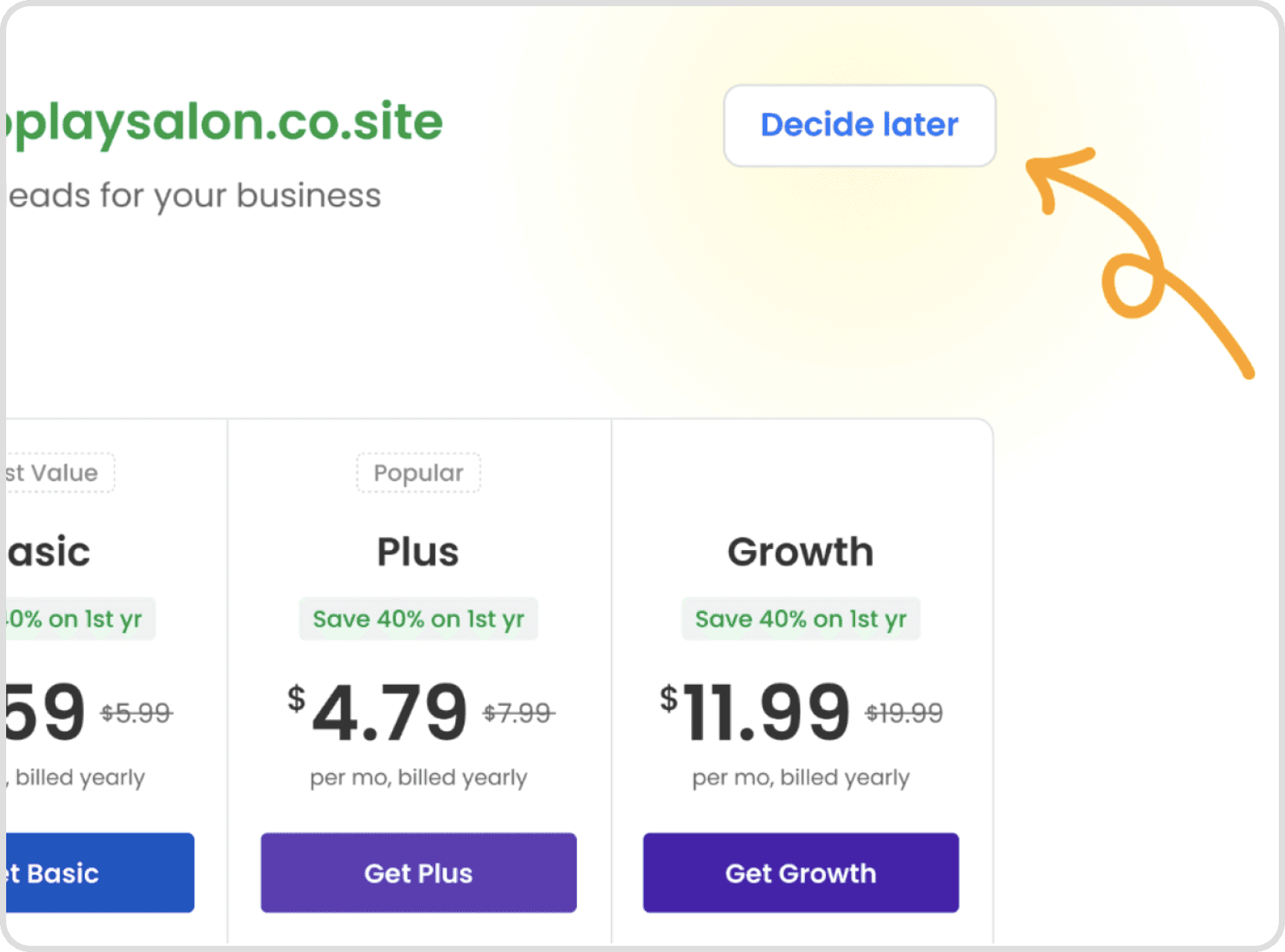 Driving Neo Site Paid Conversions by Allowing Users to Pick a Plan After Building their Website