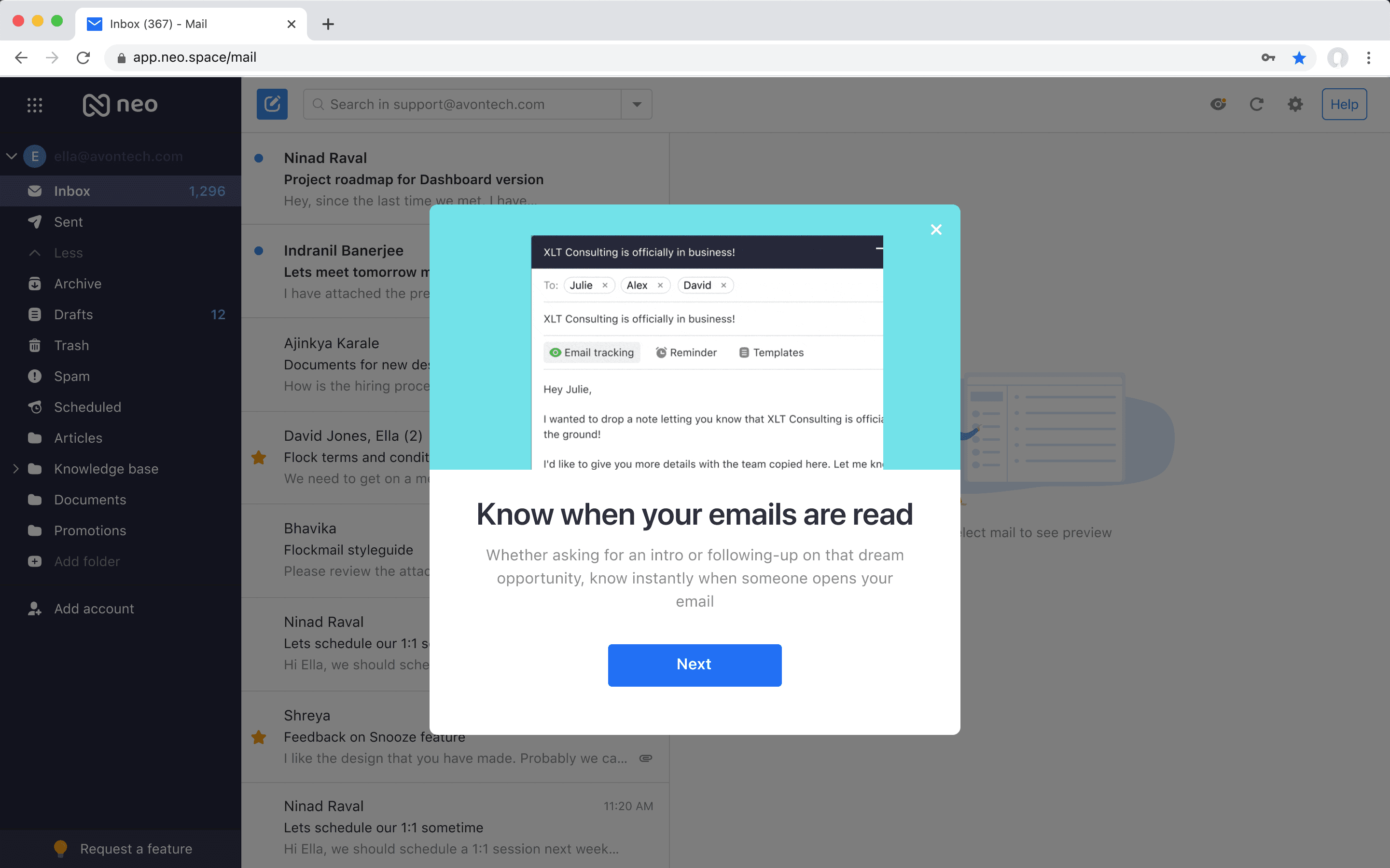 Neo Experiment 2: Generic email @mail.space / @pro.space