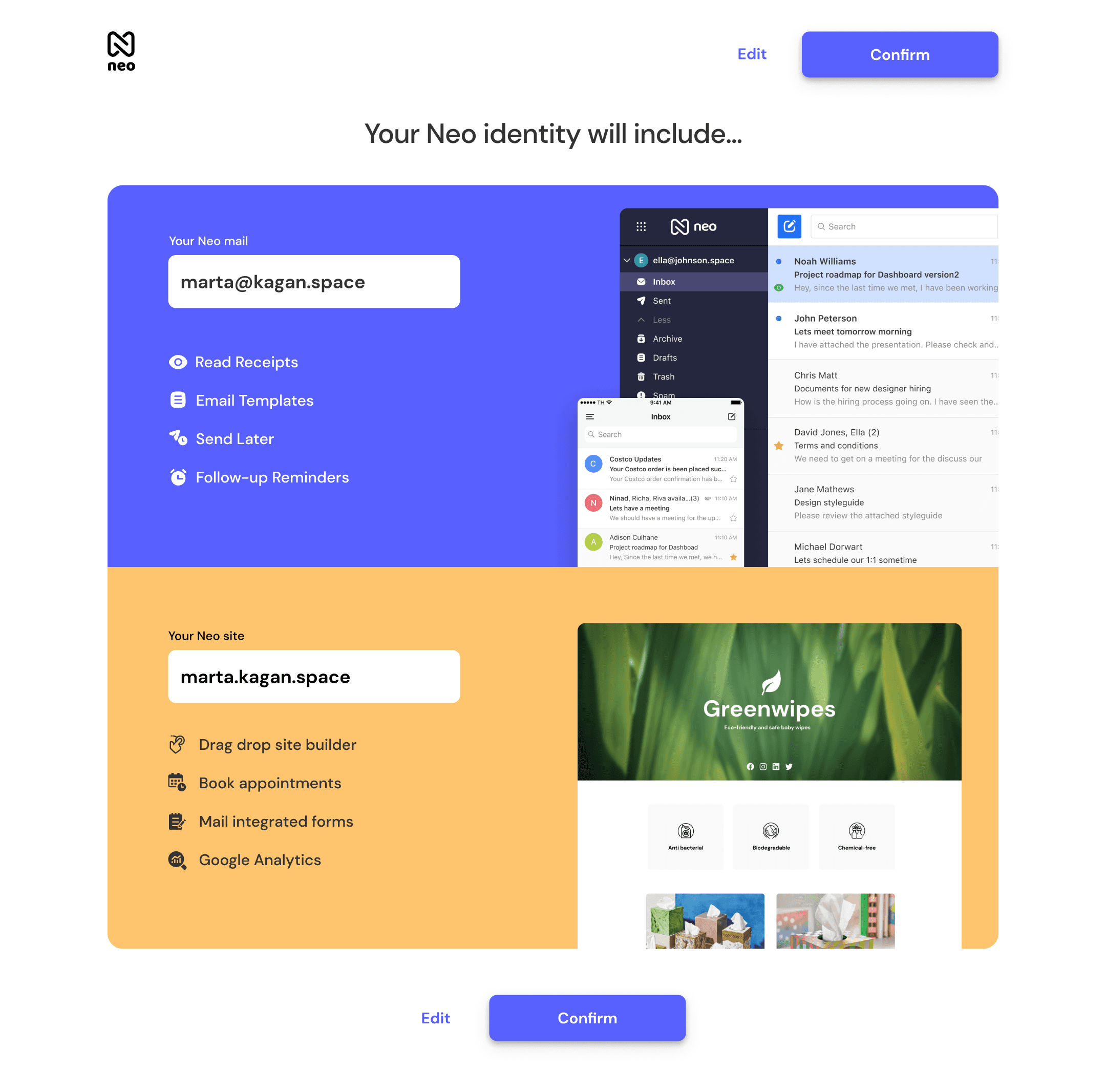 Neo Experiment 1: Name, Profession and Brand based email address