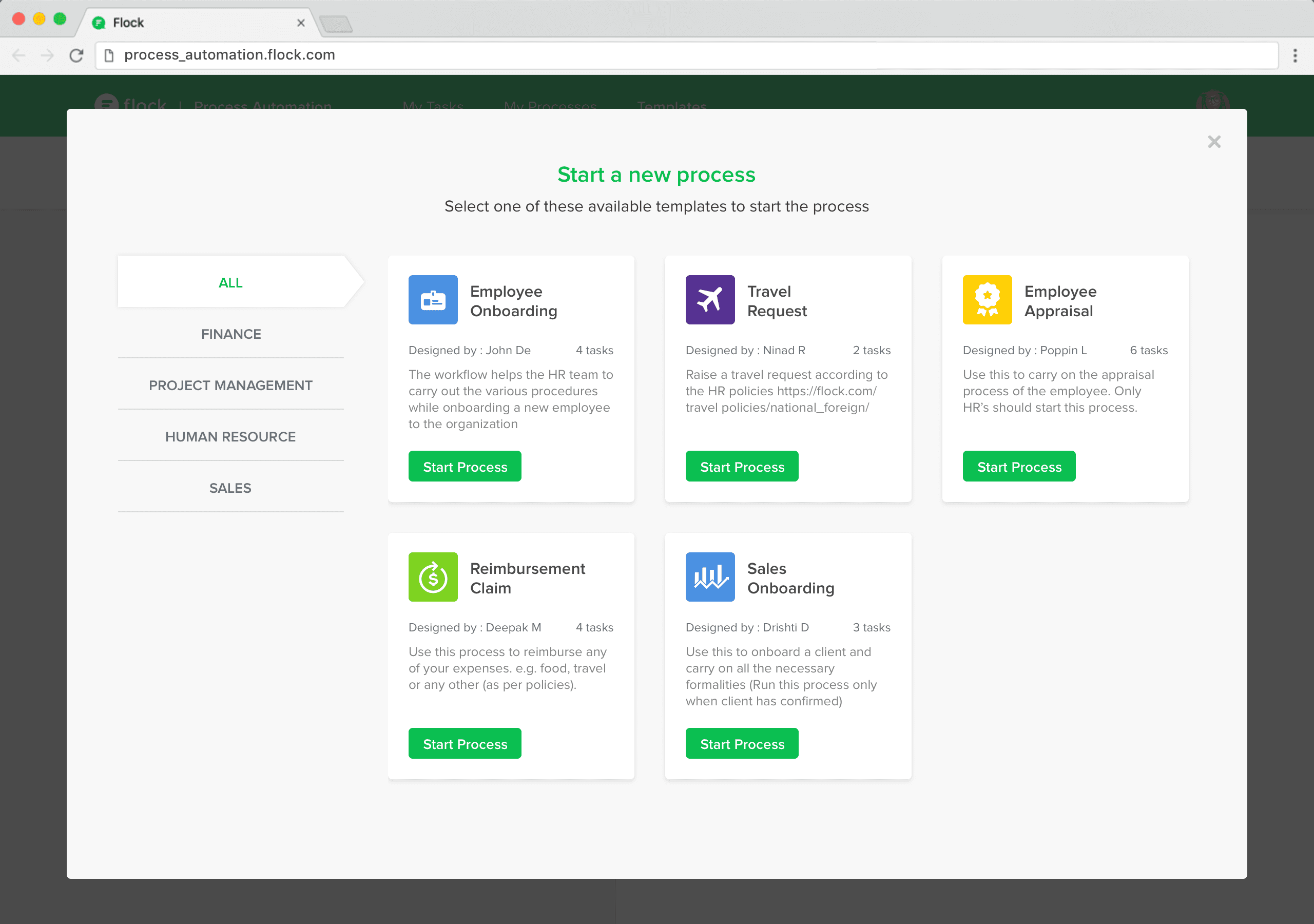 Flock Process Automation App