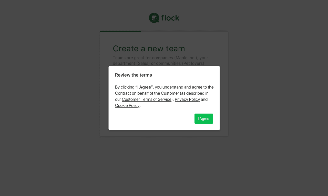 Flock Team Creation Flow